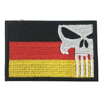 Punisher fabric patch with German flag and skull