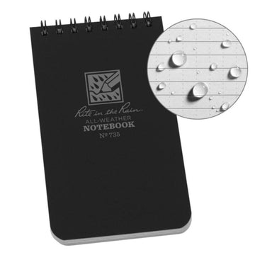Rite in the Rain 3" x 5" Top Spiral Notebook 735 black