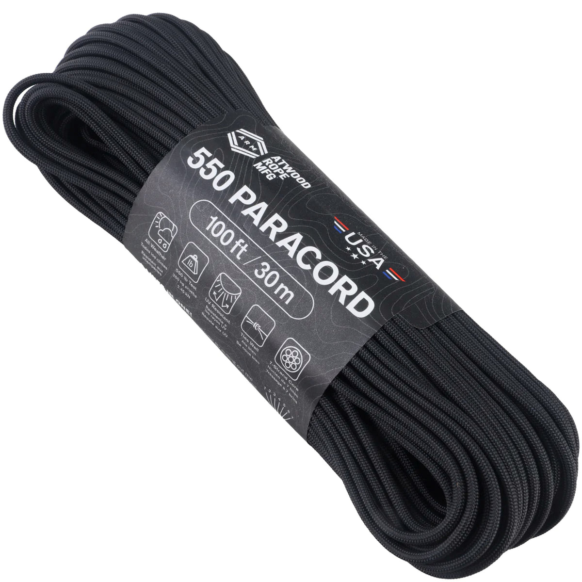 Atwood Rope Paracord 550 Typ III Seil 30m black
