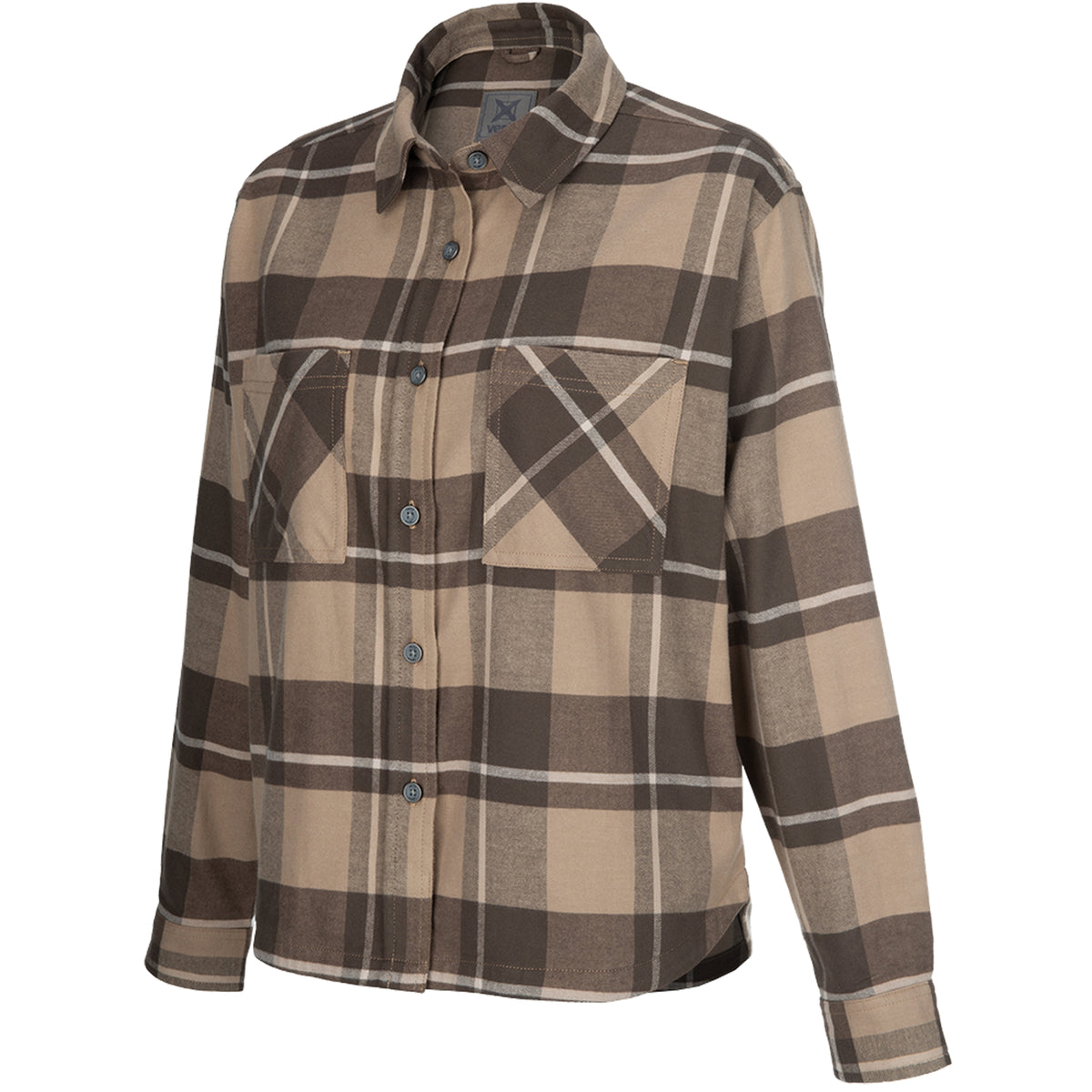 Vertx Lena Women's Stretch Flannel Shirt smoked tan plaid