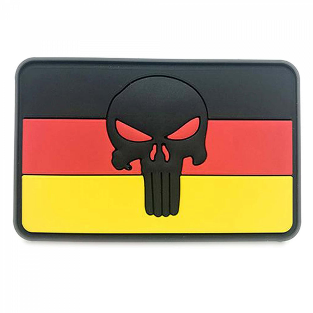 3D Rubber Patch Punisher Totenkopf mit Deutschlandflagge schwarz