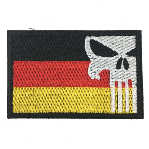 Punisher fabric patch with German flag and skull