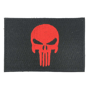 Punisher Totenkopf Stoff Patch Schwarz/Rot