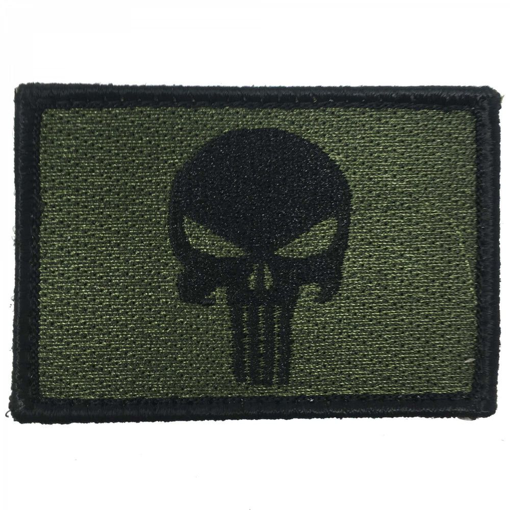 Punisher Skull Fabric Patch Olive/Black