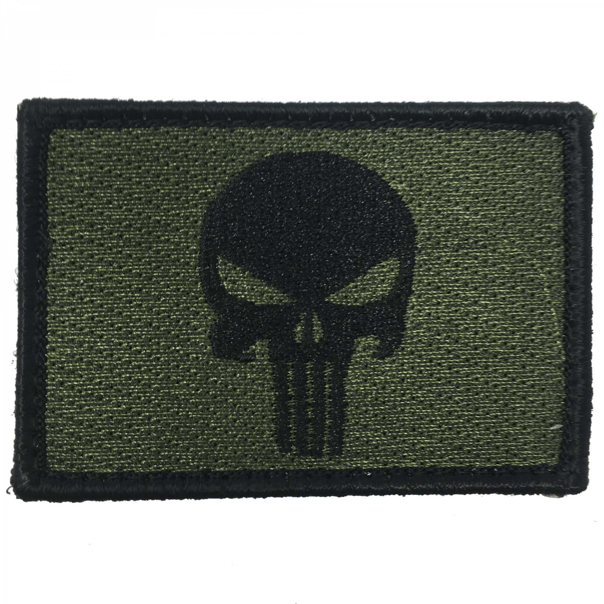 Punisher Totenkopf Stoff Patch Oliv/Schwarz