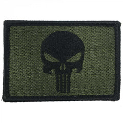 Punisher Skull Fabric Patch Olive/Black