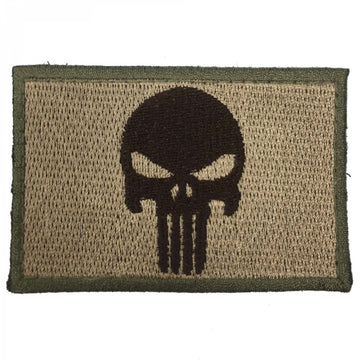 Punisher Totenkopf Stoff Patch Tan/Schwarz