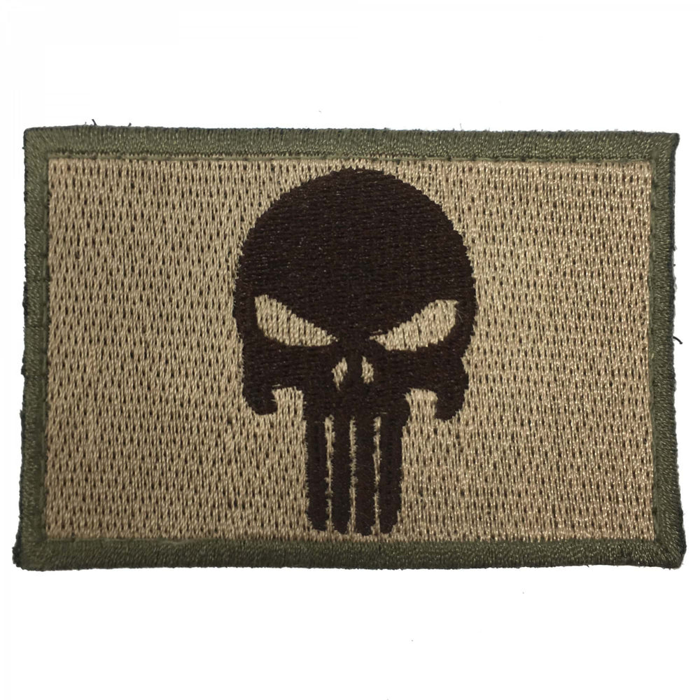 Punisher Skull Fabric Patch Tan/Black