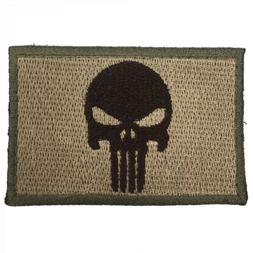 Punisher Skull Fabric Patch Tan/Black
