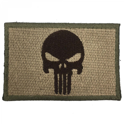 Punisher Totenkopf Stoff Patch Tan/Schwarz
