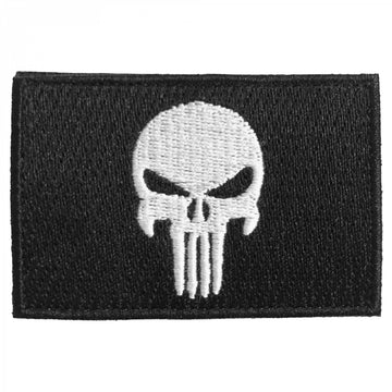Punisher Skull Fabric Patch Black/White