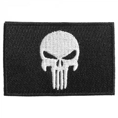 Punisher Totenkopf Stoff Patch Schwarz/Weiss