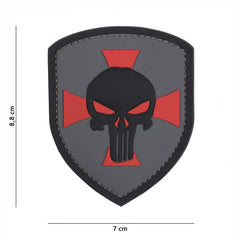 101 inc 3D Rubber Patch Shield Punisher Cross Grey