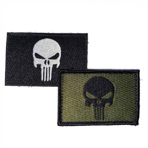 Punisher Totenkopf Patch 8 x 5 cm Set Oliv + Schwarz