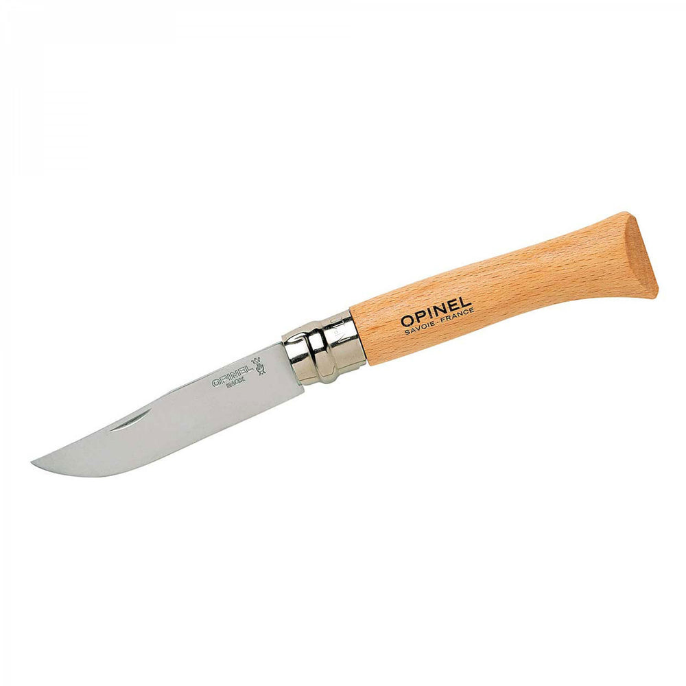 Opinel No. 10 Pocket Knife, Stainless Steel, Natural Beechwood