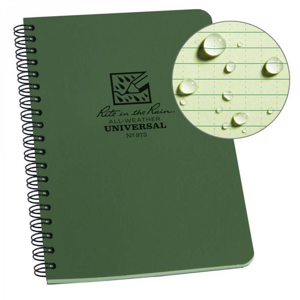 Rite in the Rain 4 5/8" x 7" Side Spiral Notebook 973 olive