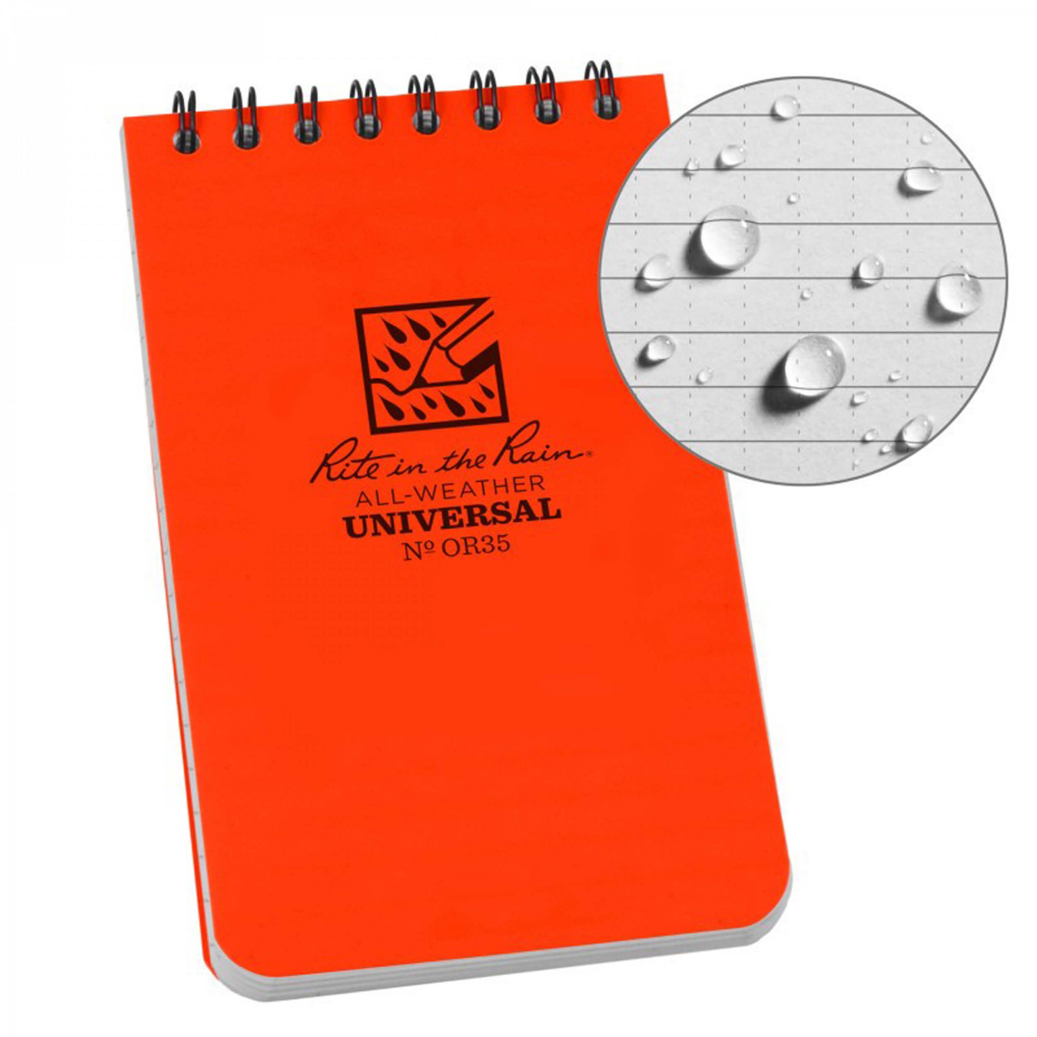 Rite in the Rain 3" x 5" Top Spiral Notebook OR35 orange
