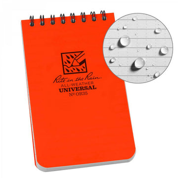 Rite in the Rain 3" x 5" Top Spiral Notebook OR35 orange