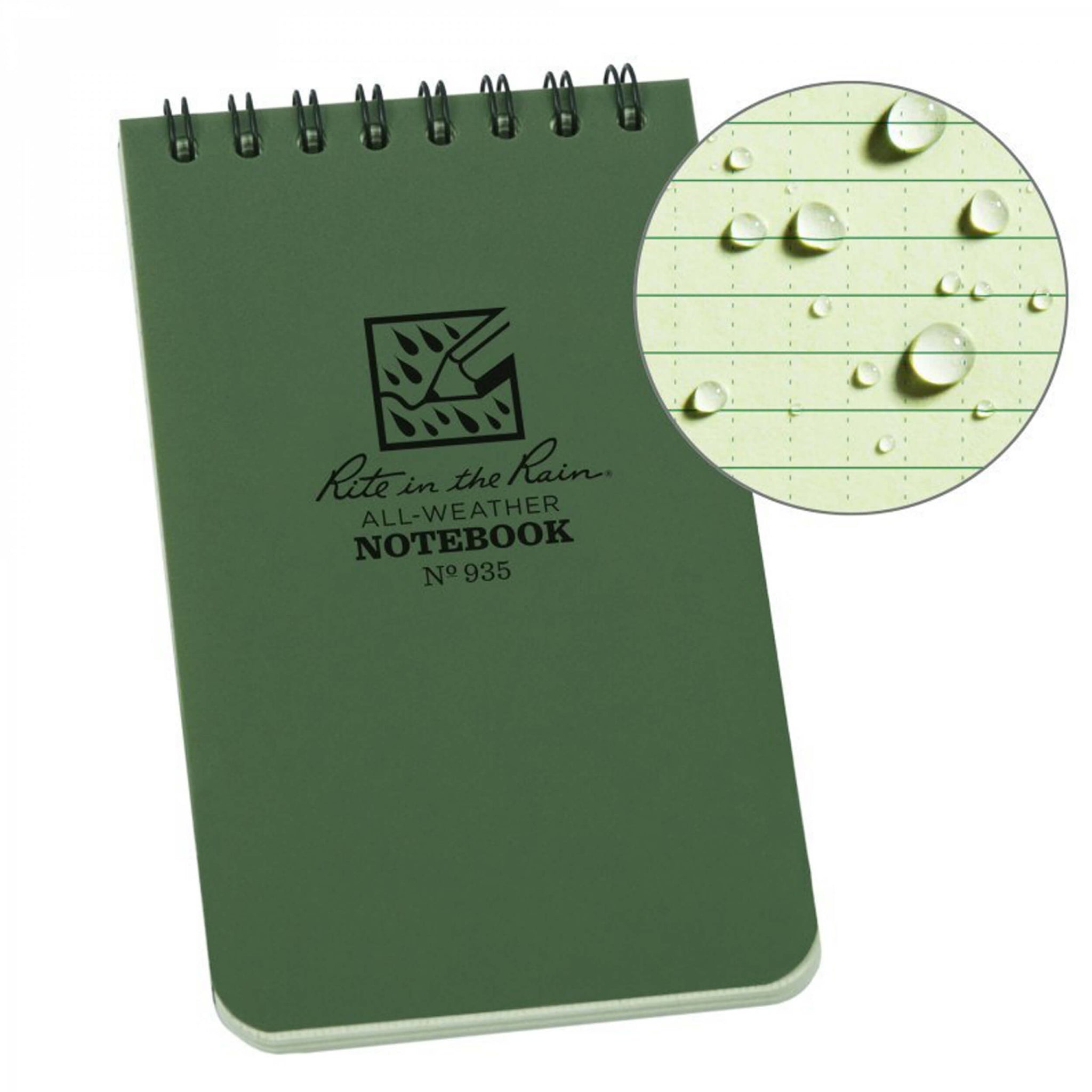 Rite in the Rain 3 x 5 Top Spiral Notebook 935 oliv