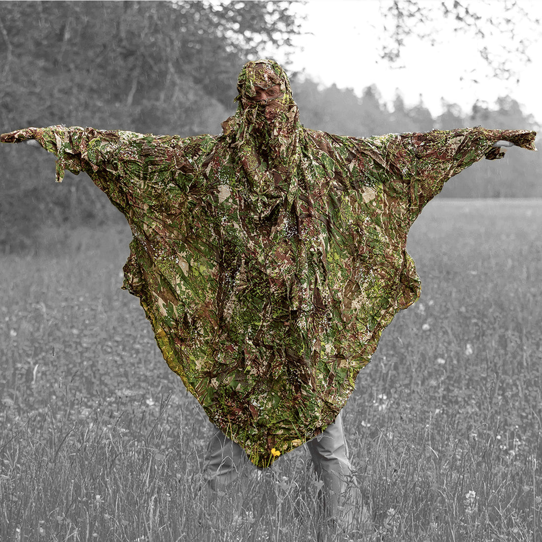 Ghosthood Ghost-Hoodie Tarnponcho Concamo Green