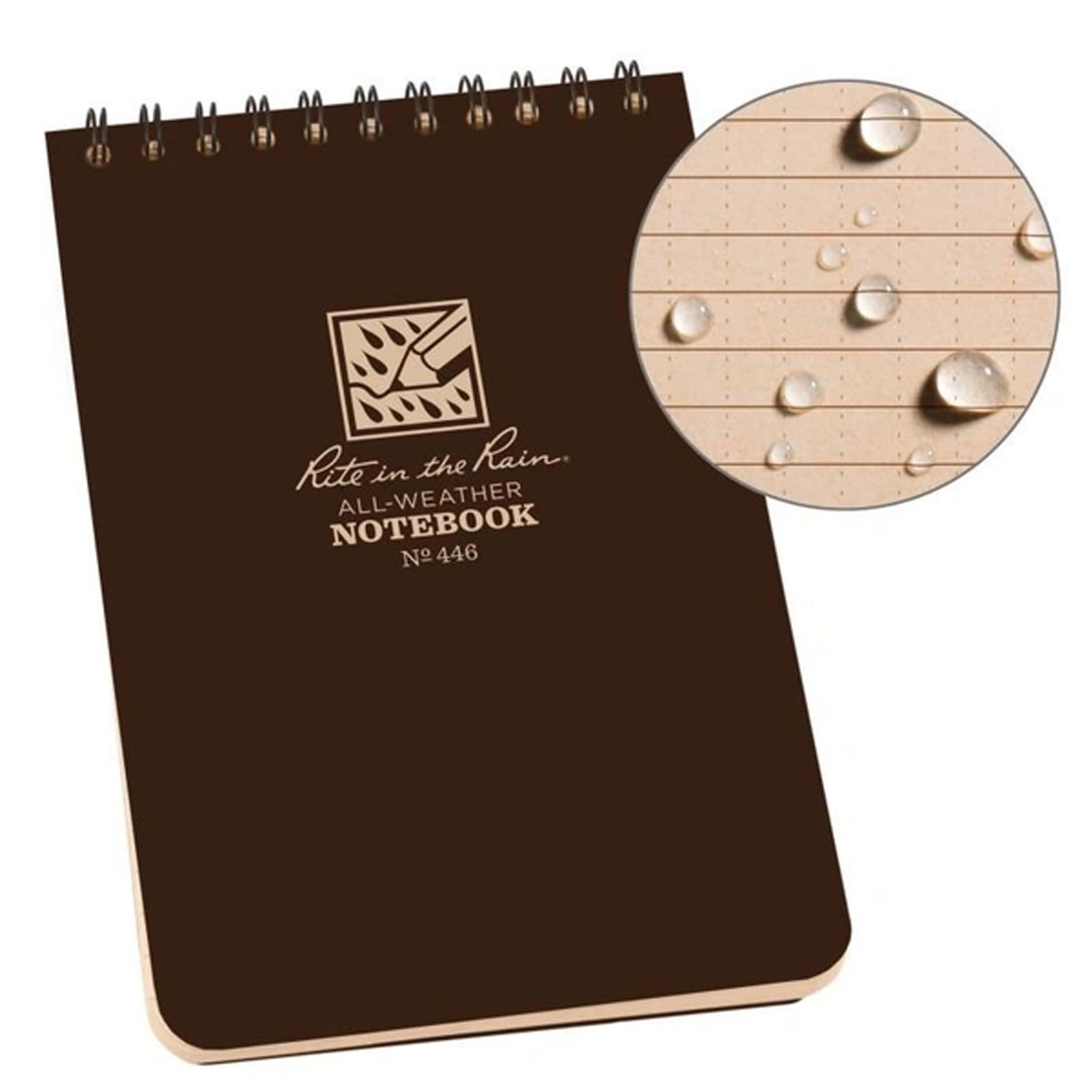 Rite in the Rain 4" x 6" Top Spiral Notebook 446 braun
