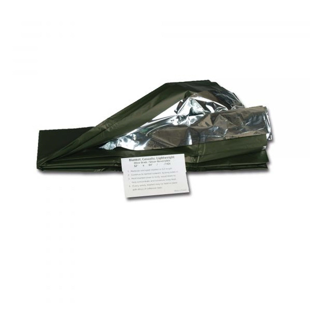 Mil-Tec rescue blanket 215 x 130 cm olive/silver