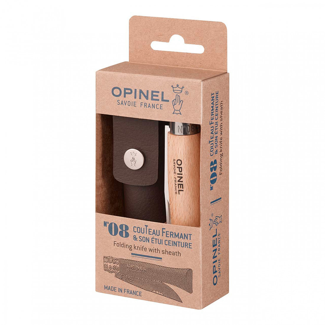 Opinel No.08 Taschenmesser Inox Buche mit Etui