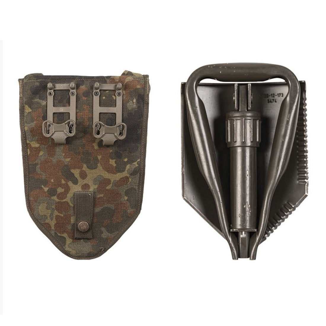 BW triple spade with bag flecktarn used