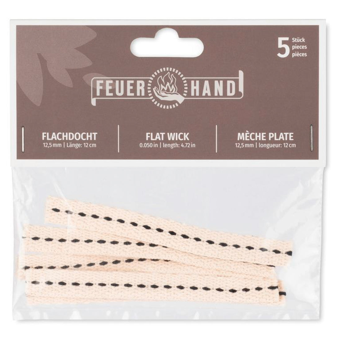 Feuerhand Flachdocht 12,5 mm x 12 cm (5 Stück)