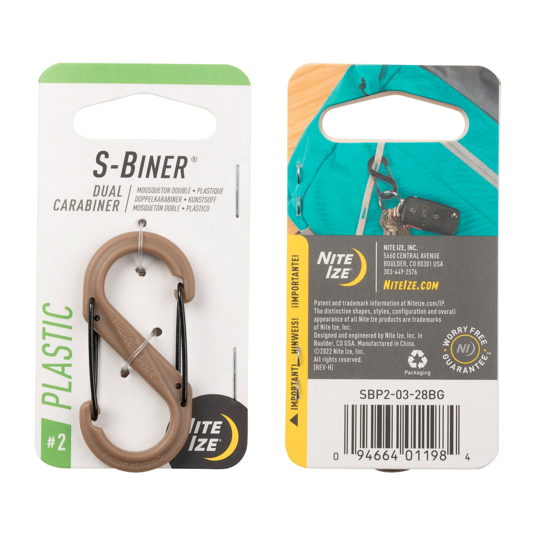 Nite Ize S-Biner double carabiner plastic coyote