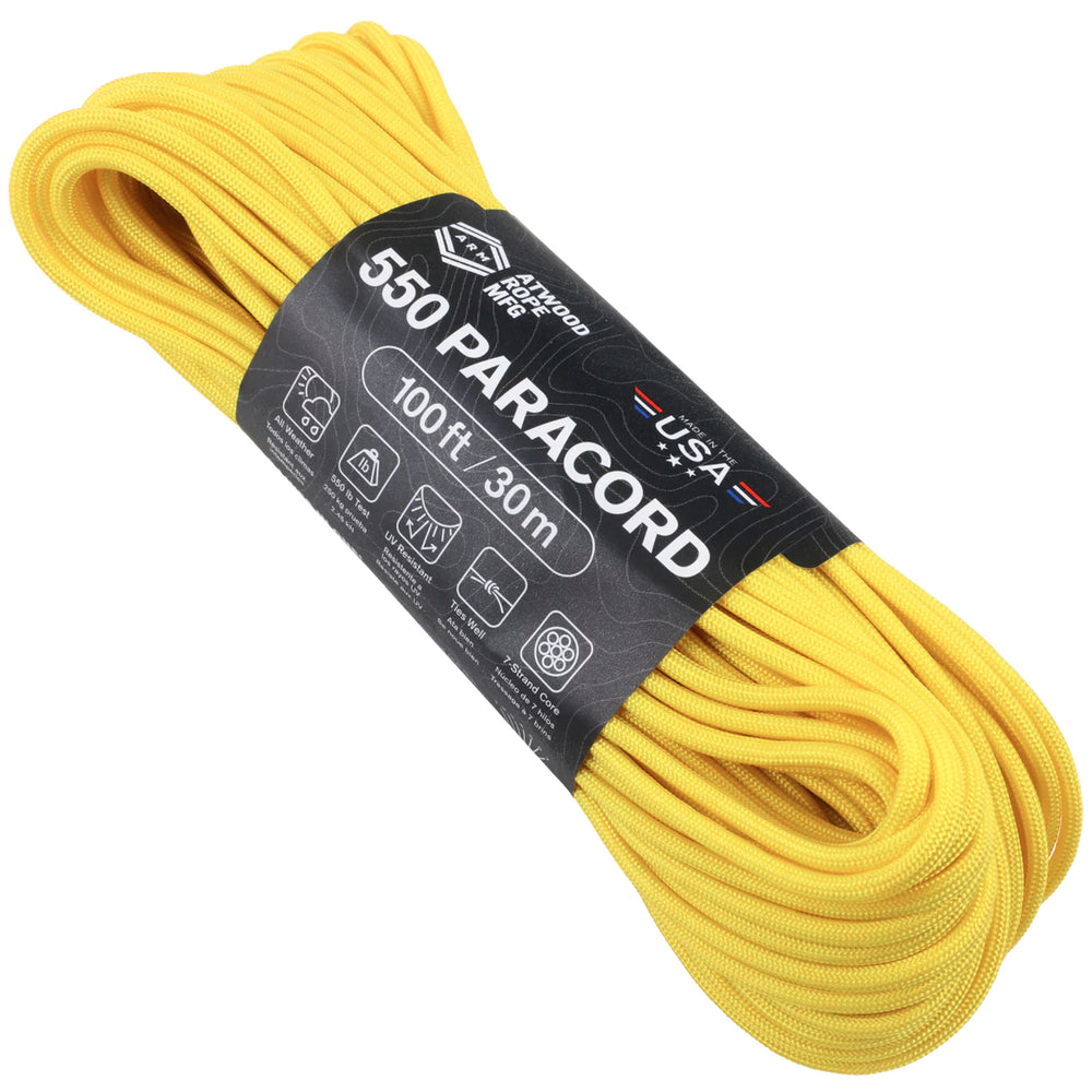 Atwood Rope Paracord 550 Type III rope 30m neon yellow
