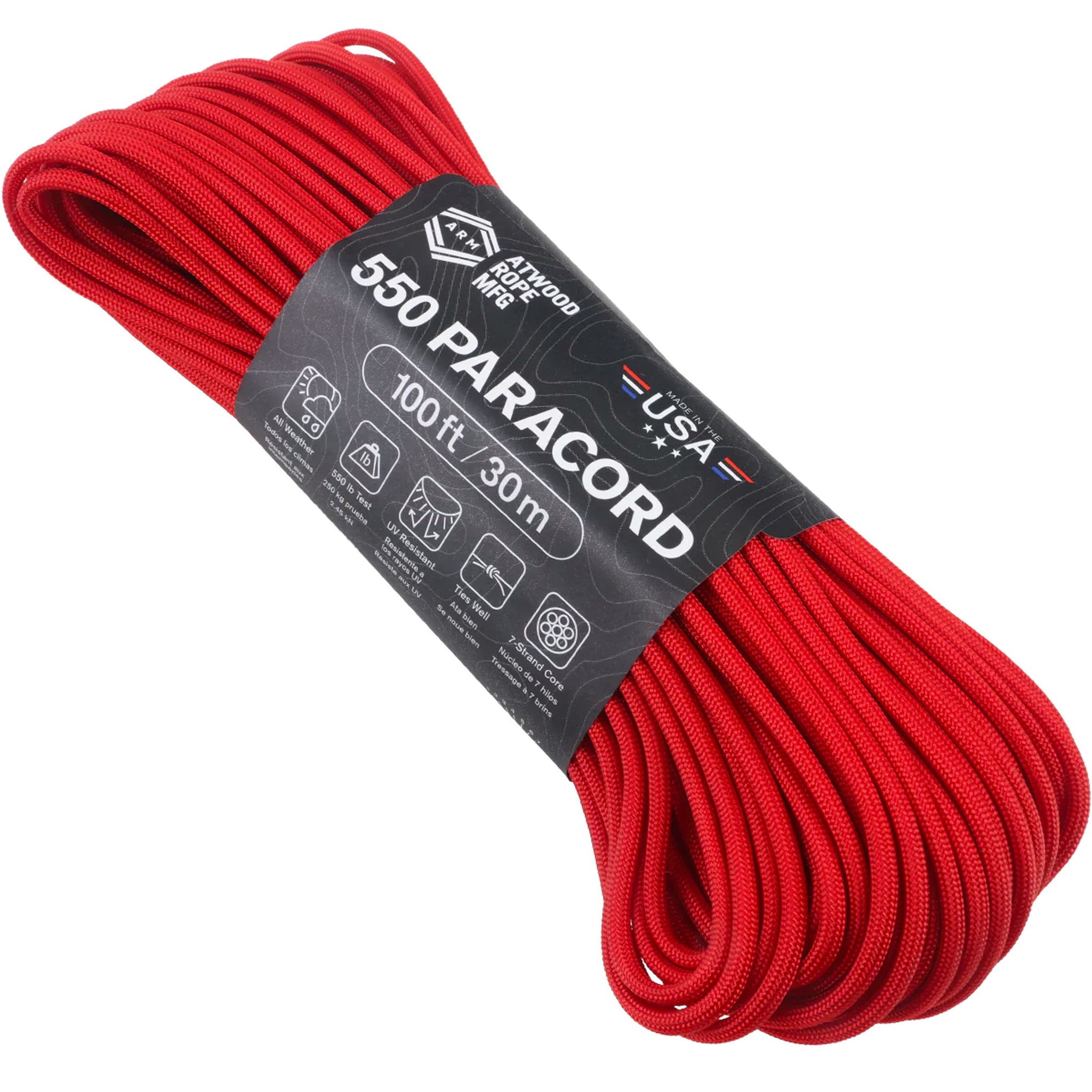 Atwood Rope Paracord 550 Typ III Seil 30m red