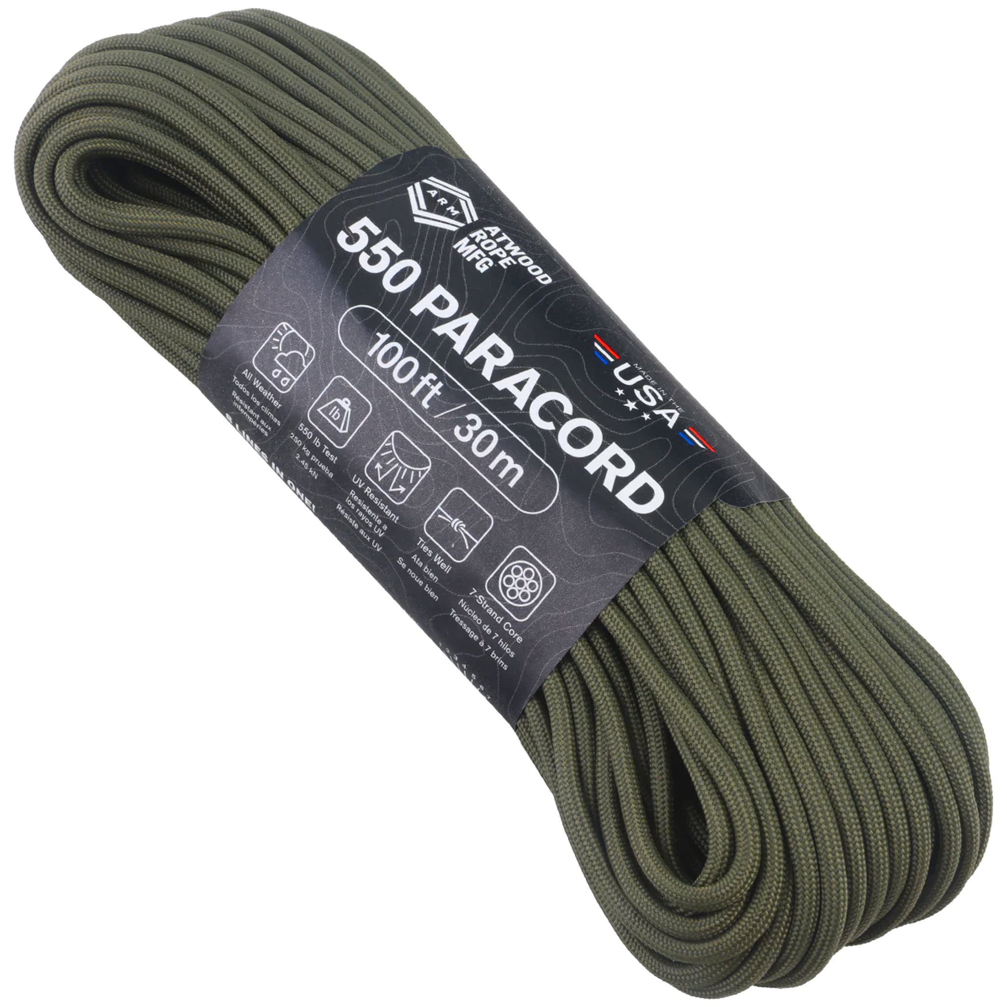 Atwood Rope Paracord 550 Type III rope 30m olive drab