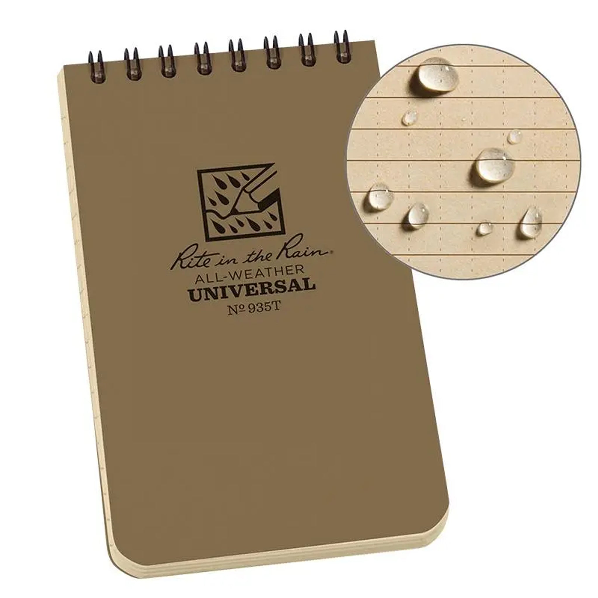 Rite in the Rain 3" x 5" Top Spiral Notebook 935T tan