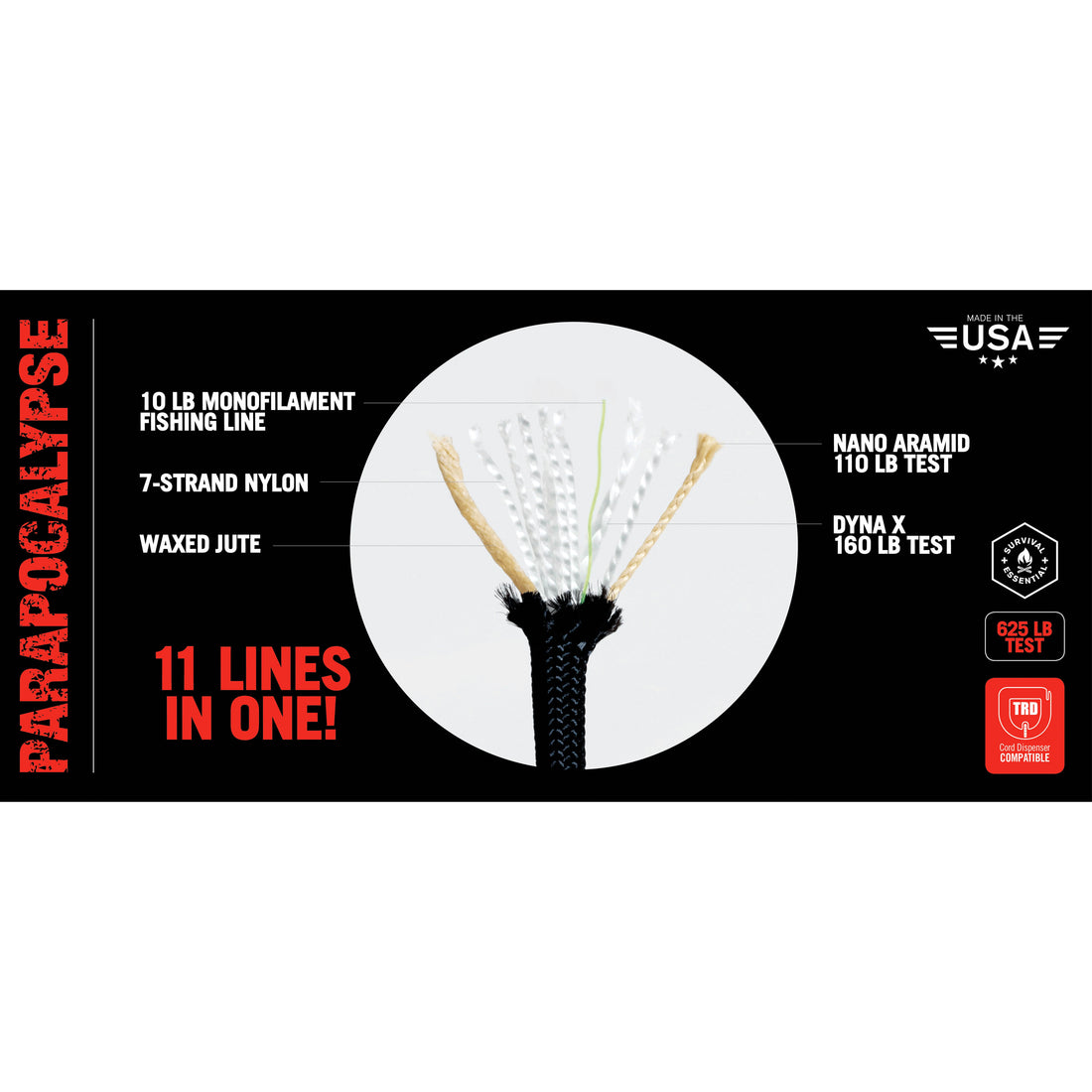 Atwood Rope Parapocalypse Survival Paracord Rope 15m black