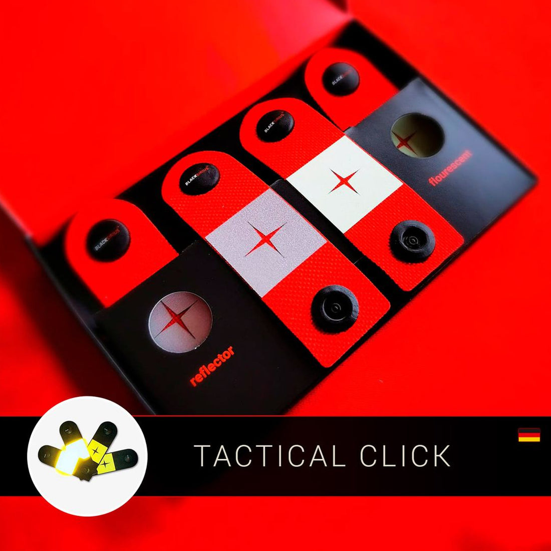 BLACKSIRIUS Tactical Click Ausrüstungsreflektoren rot