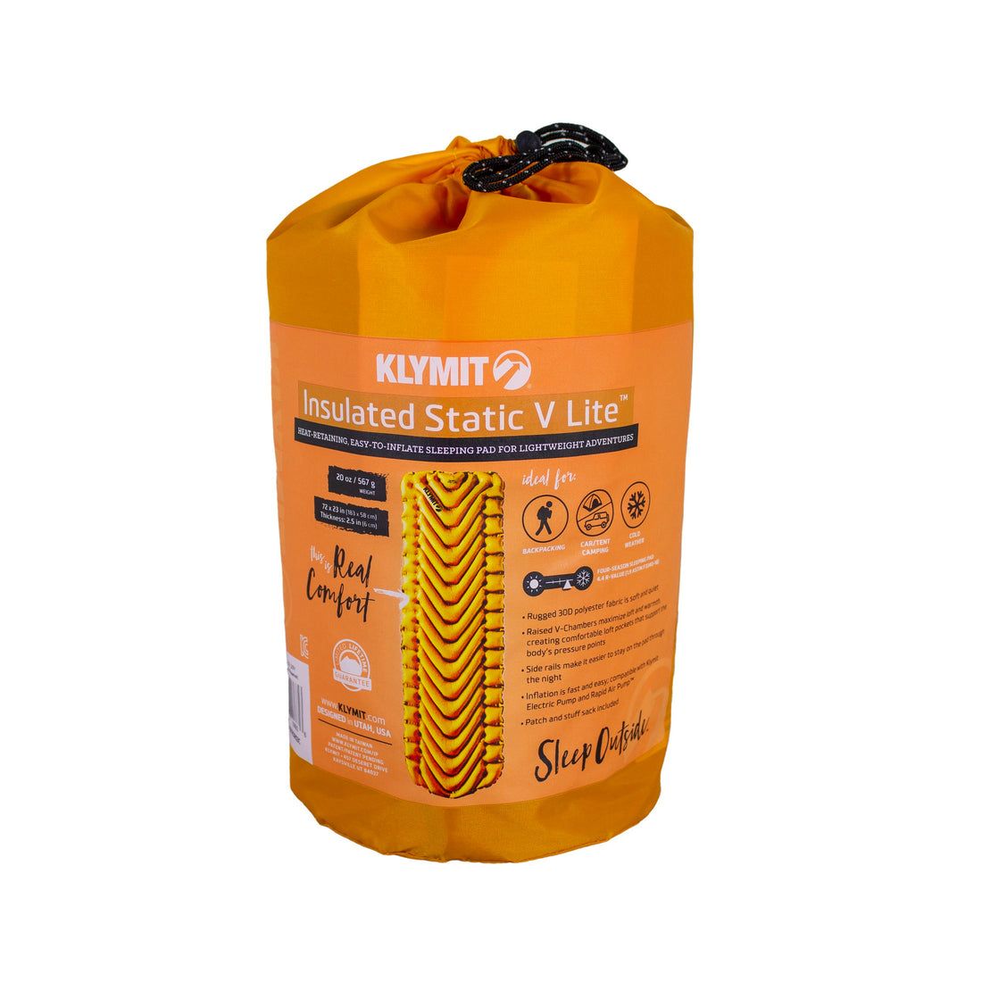 Klymit Insulated Static V Lite sleeping mat, mango orange