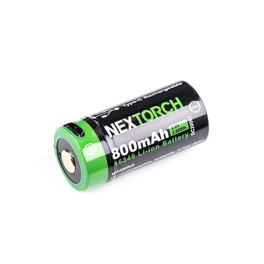 Nextorch 16340 Li-ion battery 3.6V 800 mAh with USB port