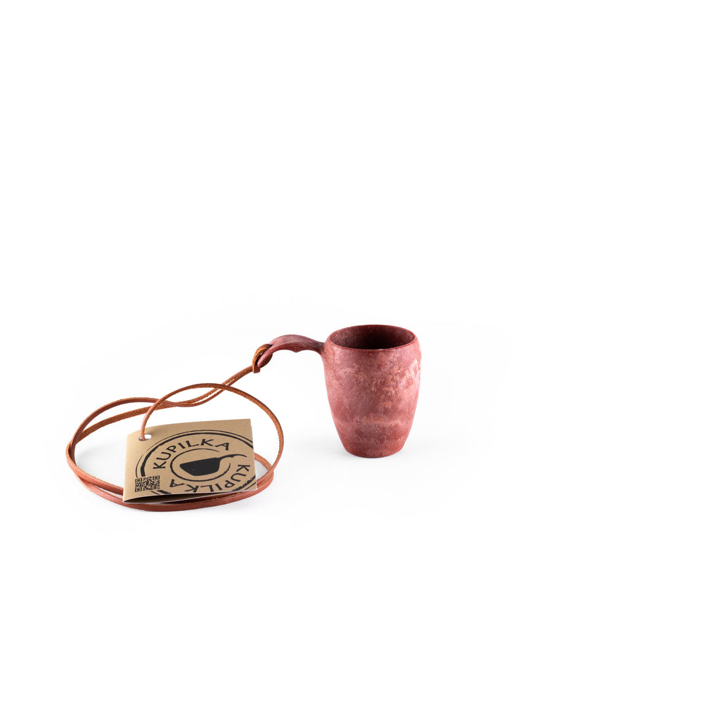 Kupilka 5 Shot Cup with leather cord cranberry red