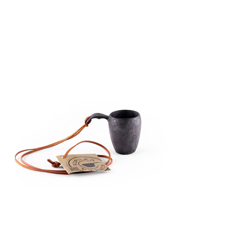 Kupilka 5 Shot Cup with leather cord kelo black