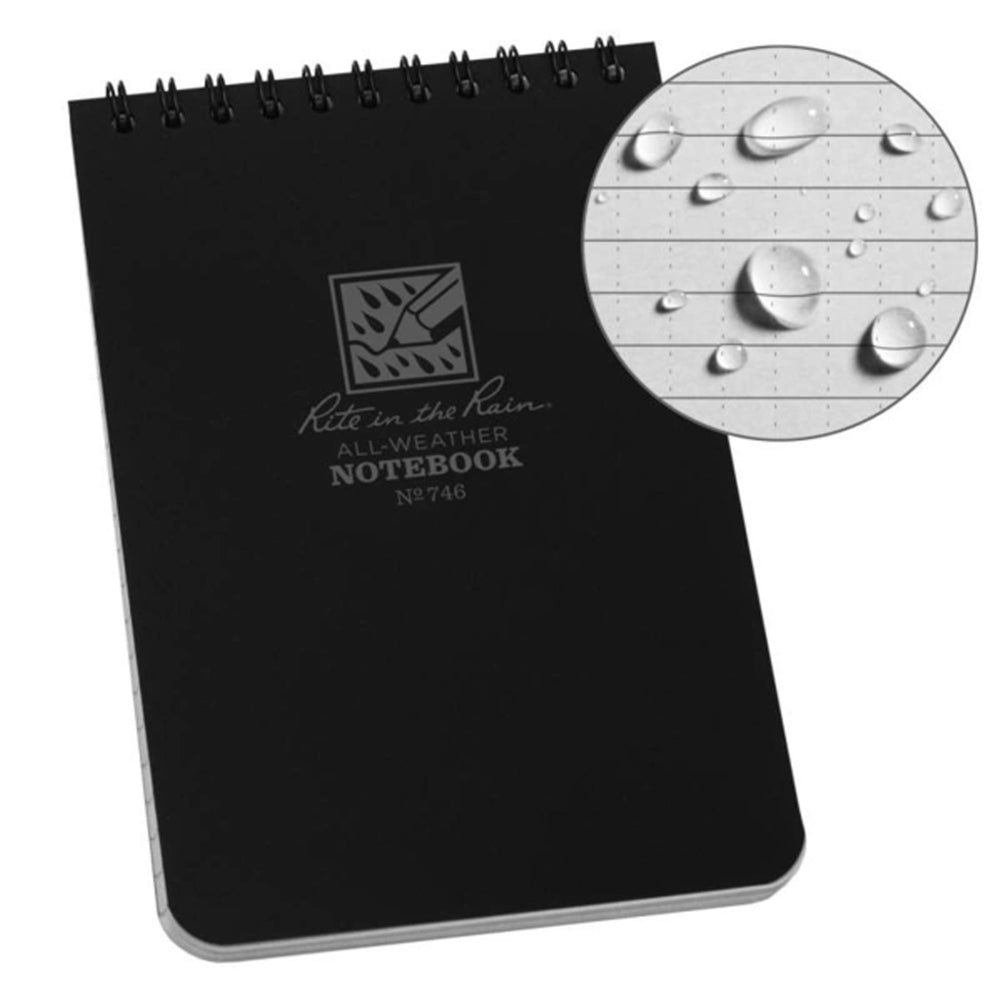 Rite in the Rain Top Spiral Notebook 4" x 6" schwarz